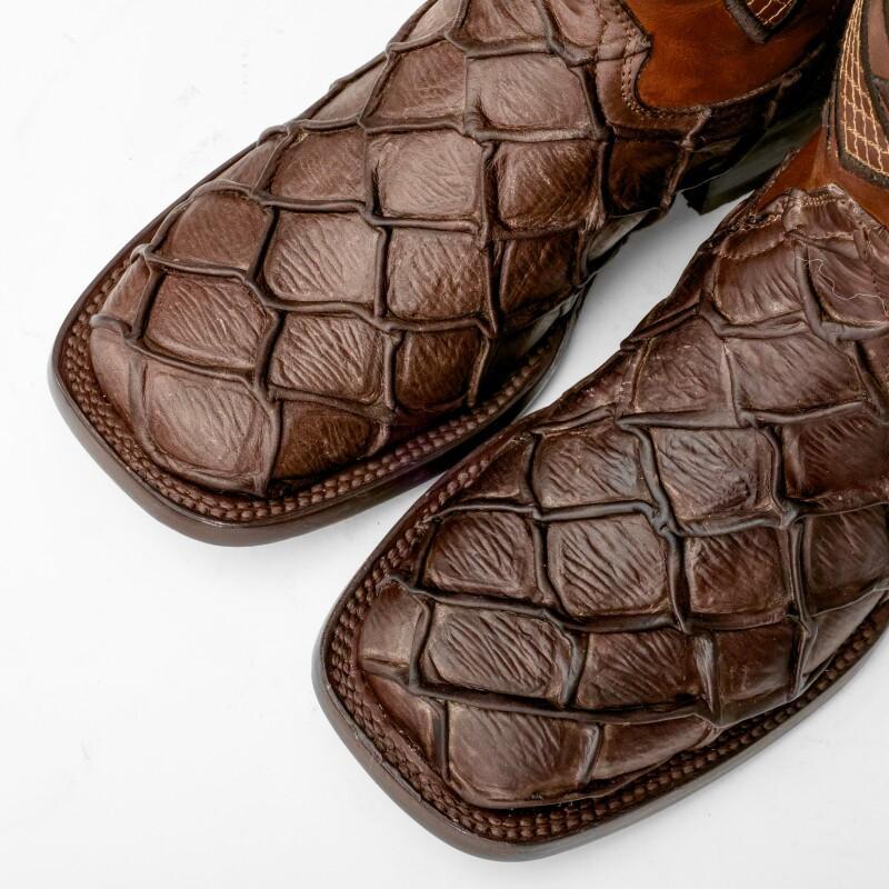 Matte Chocolate Brown Piraroucu Leather Boots