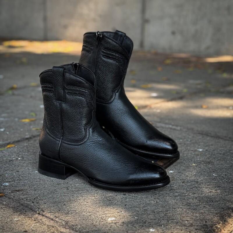 Genuine Black Deer Leather Boots
