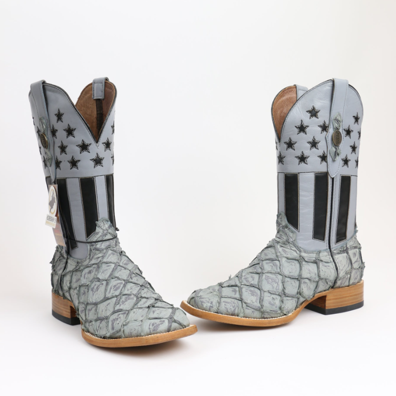 Chero’s Premium Exotic Pirarucu Storm Cloud Cowboy Boots