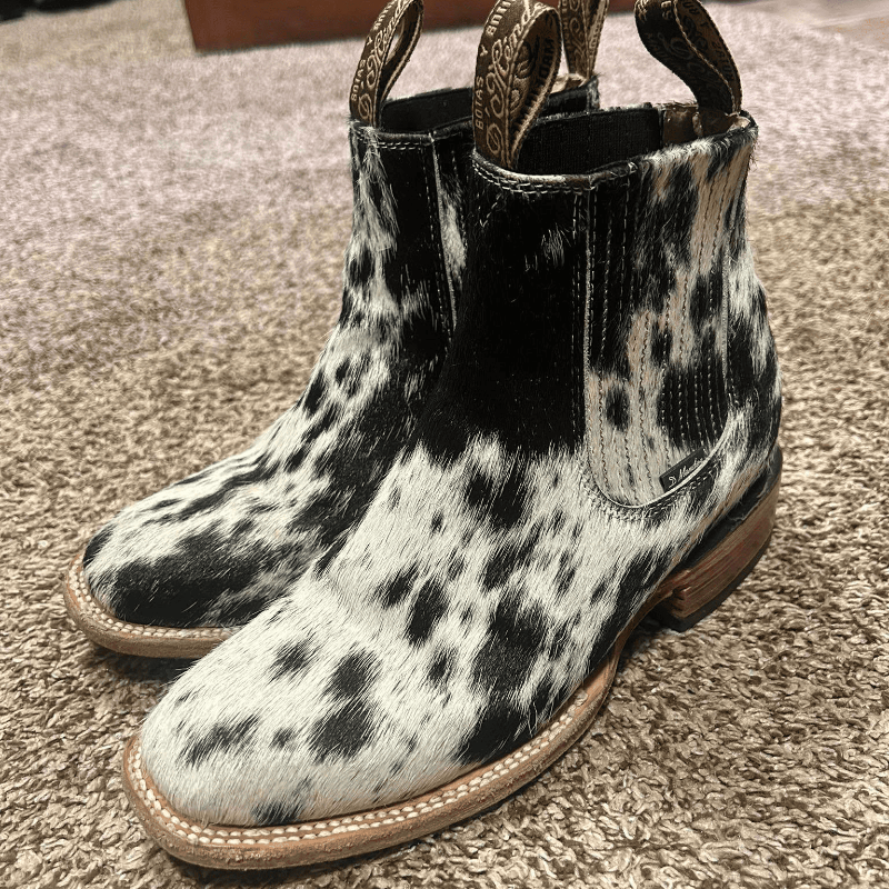 Hair-on Cowhide Western Ankle Boots