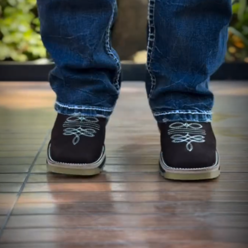 Classic Leather Cowboy Boots-Coffee