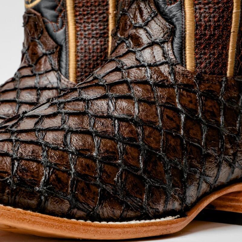 Brown Mini Piraroucu Leather Boots - Square Toe