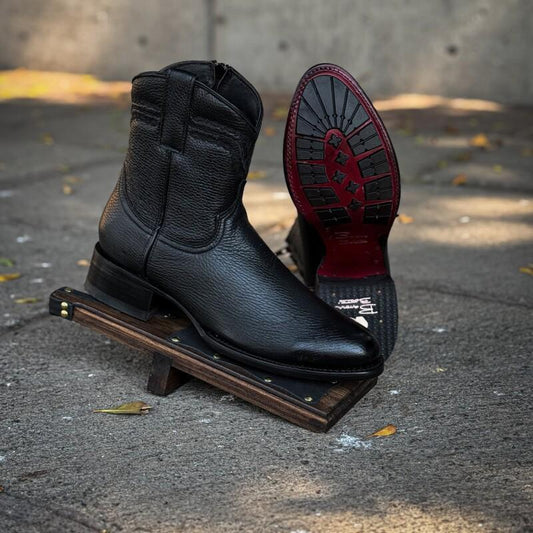 Genuine Black Deer Leather Boots