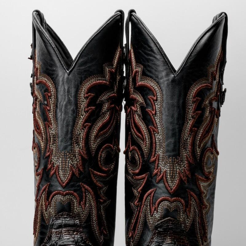 Brown Jumbo Python Leather Boots - Square Toe