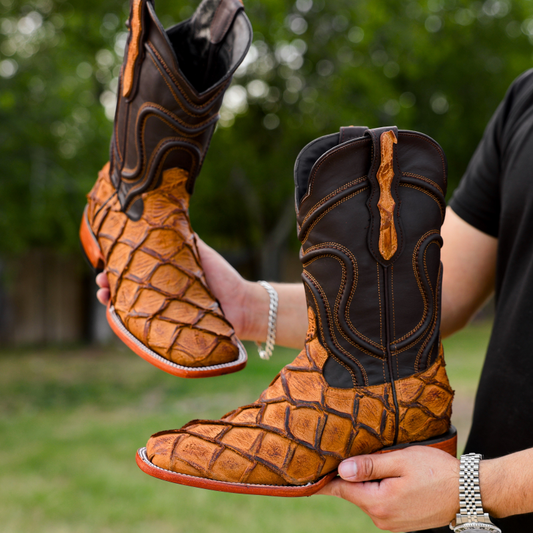 Artisan Rustic Matte Piraroucu Boots - Square Toe