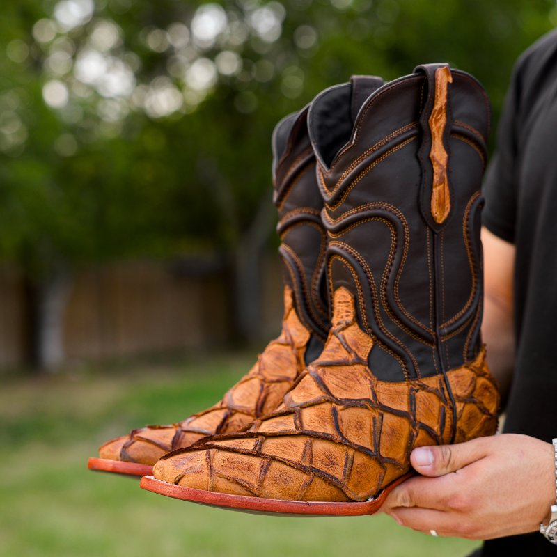 Artisan Rustic Matte Piraroucu Boots - Square Toe