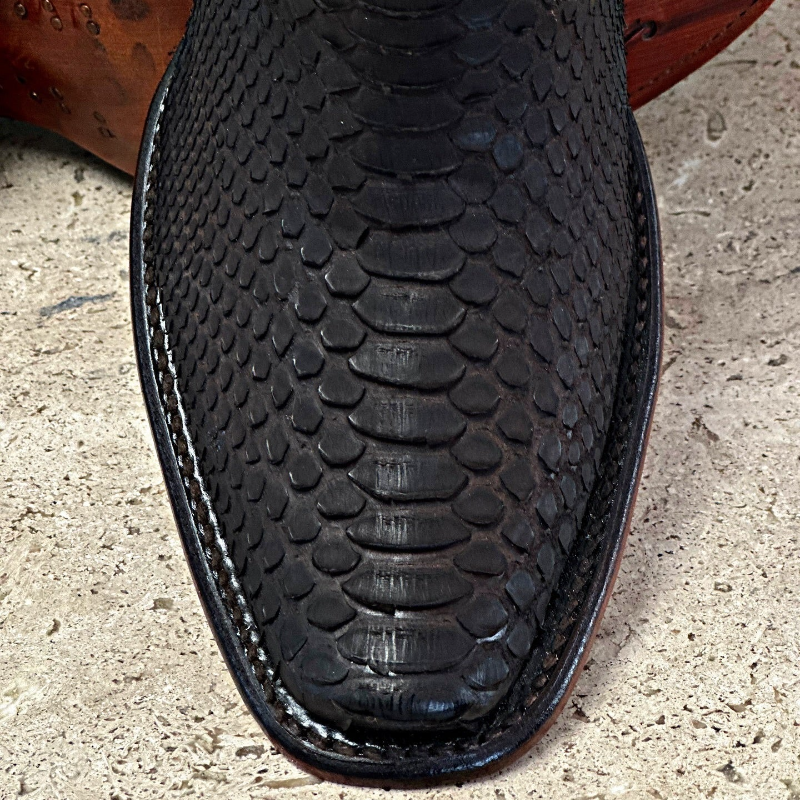 Rich Brown Python-Embossed Leather Boots