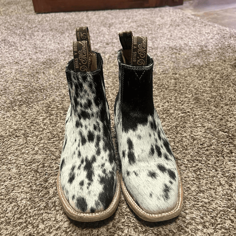 Hair-on Cowhide Western Ankle Boots