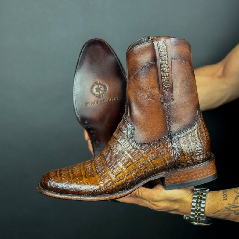 Brown Cola De Cocodrilo Boots