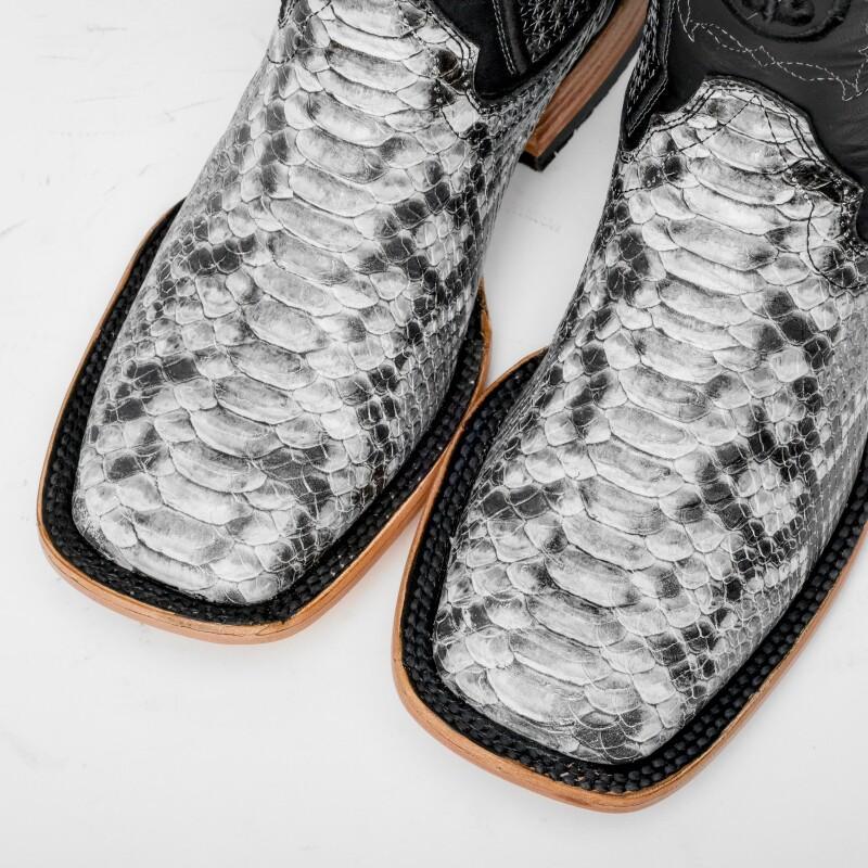 Natural Python Leather Boots - Square Toe