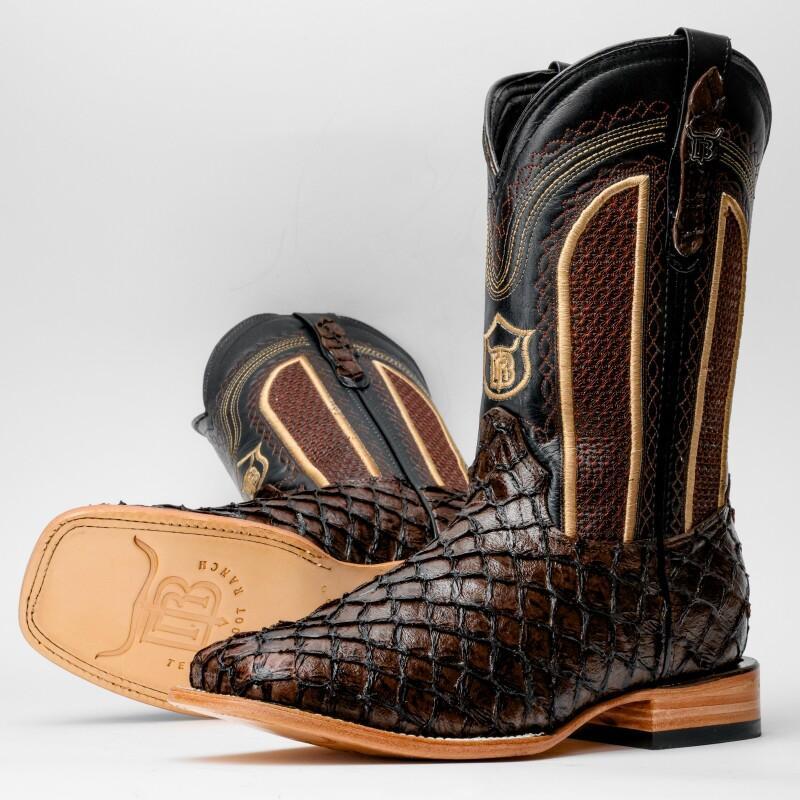 Brown Mini Piraroucu Leather Boots - Square Toe