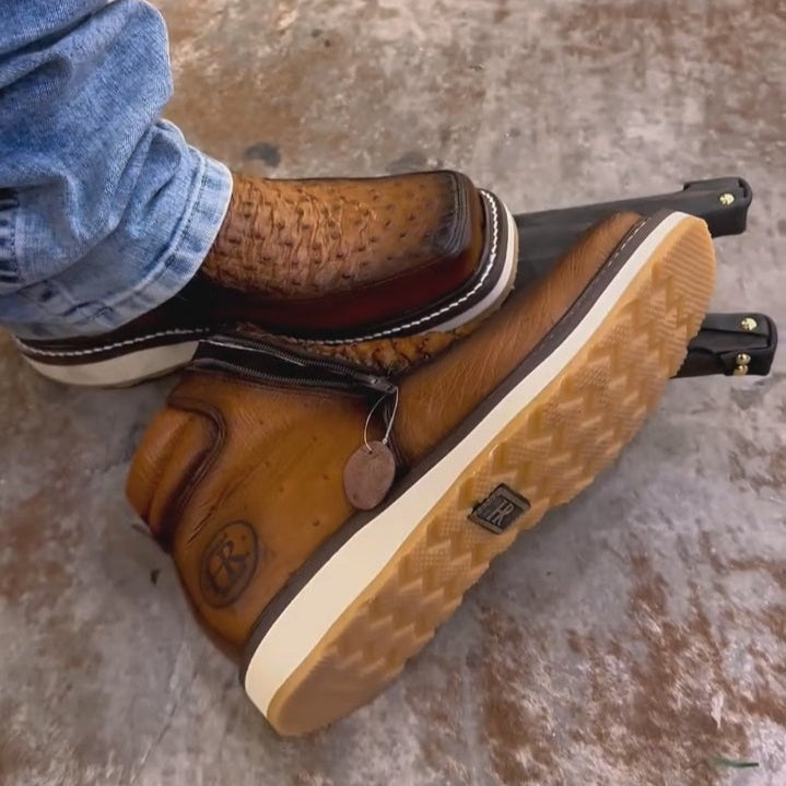 Alaska Ostrich Skin Cowboy Boots - Square Toe