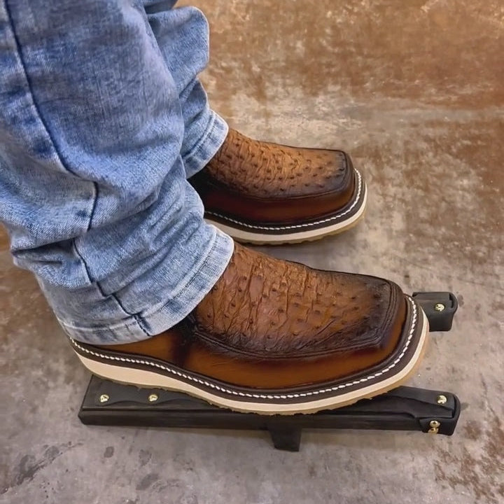 Alaska Ostrich Skin Cowboy Boots - Square Toe