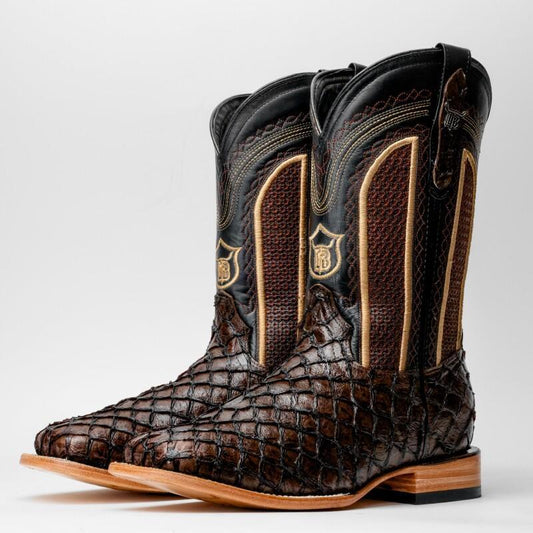 Brown Mini Piraroucu Leather Boots - Square Toe