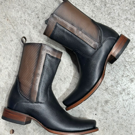 Black Brown Deerskin Leather Boots