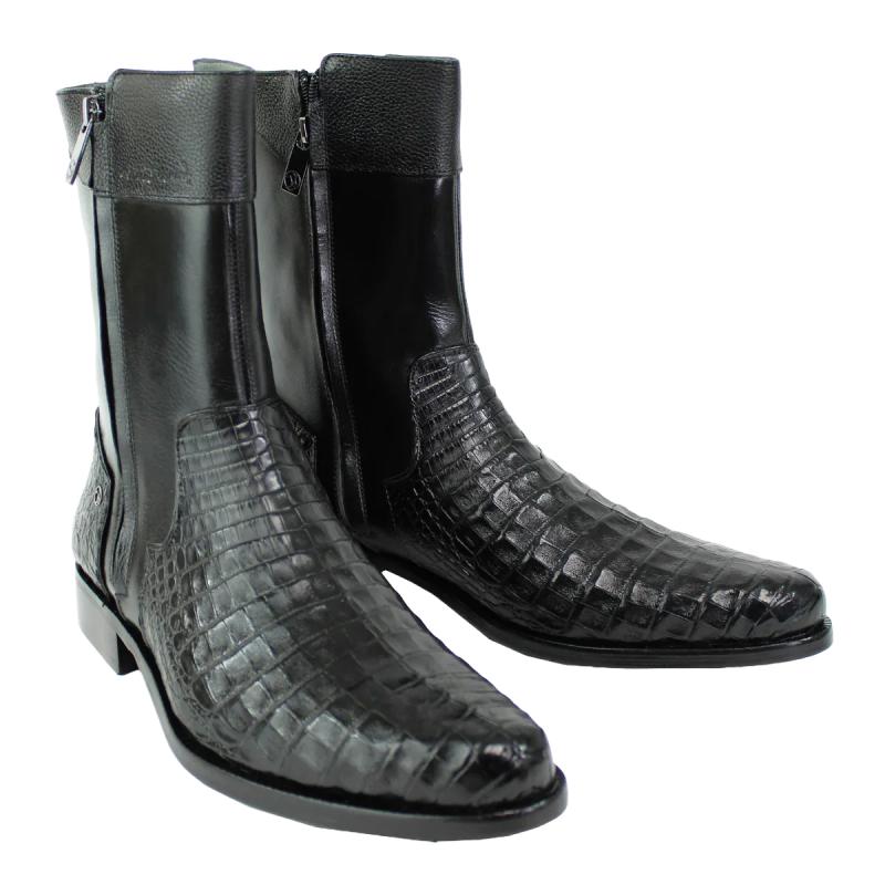 Exotic Black Caimen Leather Boots