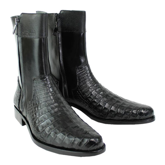 Exotic Black Caimen Leather Boots