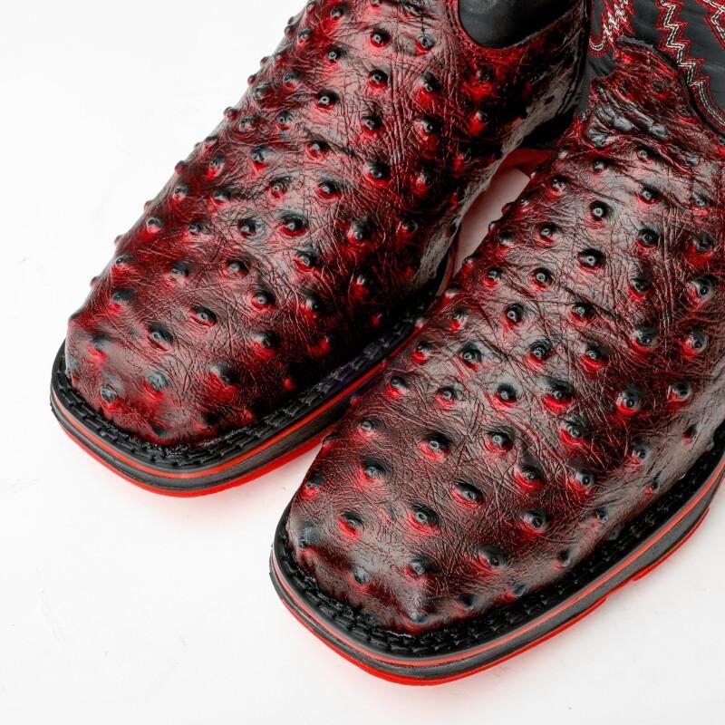 Black Cherry Ostrich Leather Boots