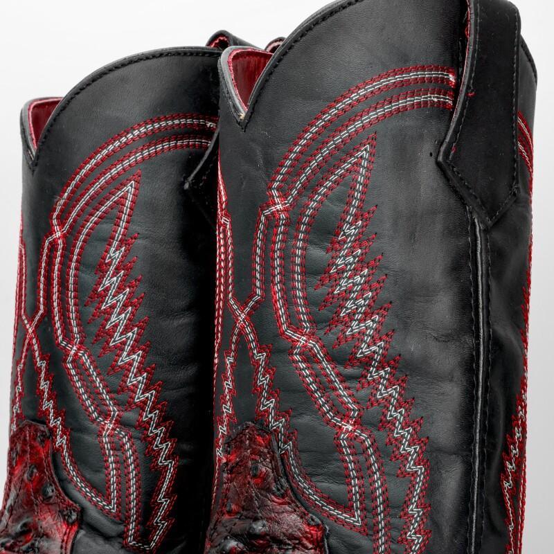 Black Cherry Ostrich Leather Boots