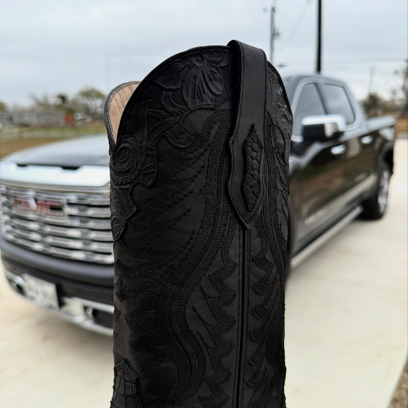 Unique Matte Black Python Boots