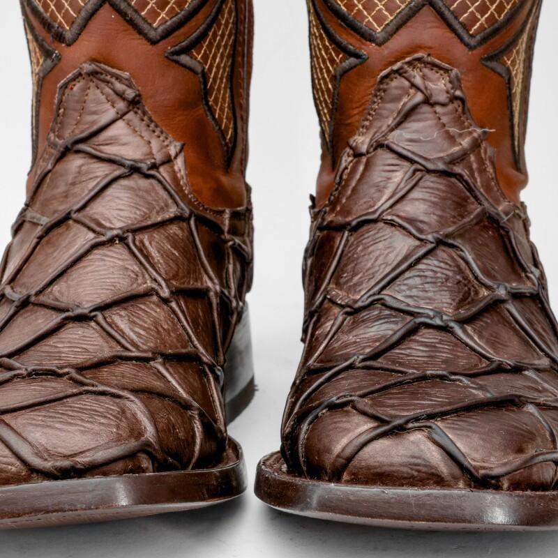 Matte Chocolate Brown Piraroucu Leather Boots