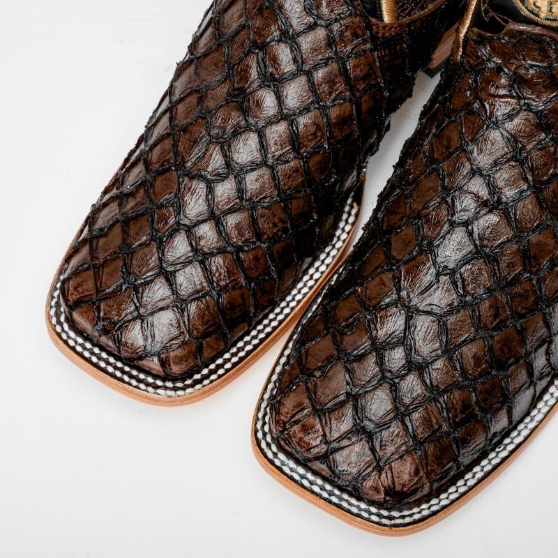 Brown Mini Piraroucu Leather Boots - Square Toe