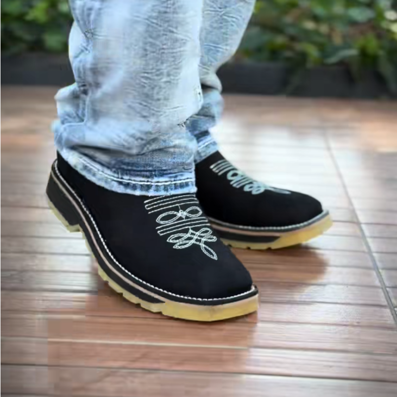 Classic Leather Cowboy Boots-Brown