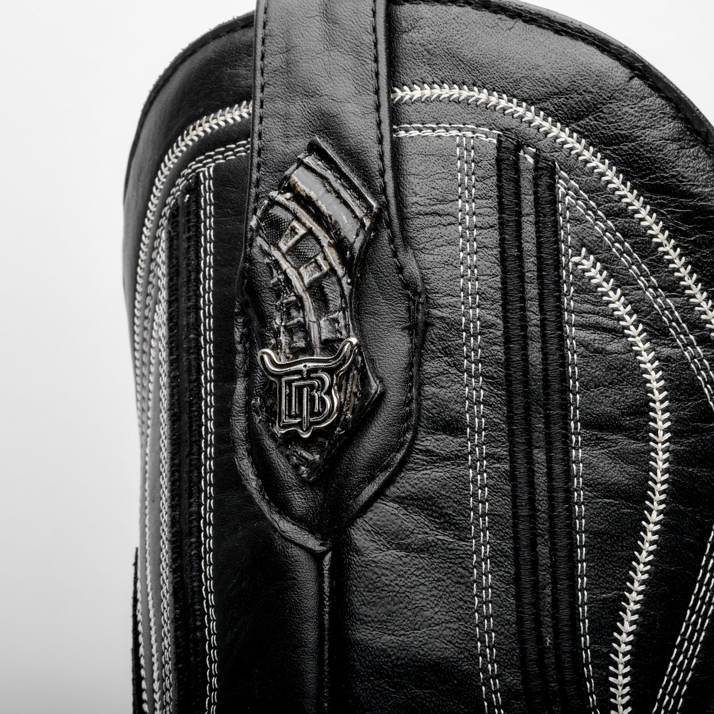 “Ace Of Spades” GreyBlack Leather Boots - Square Toe