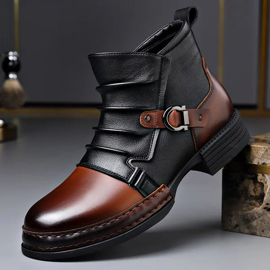 Men's New High-top Casual Leather Shoes Fashionable Versatile Boots