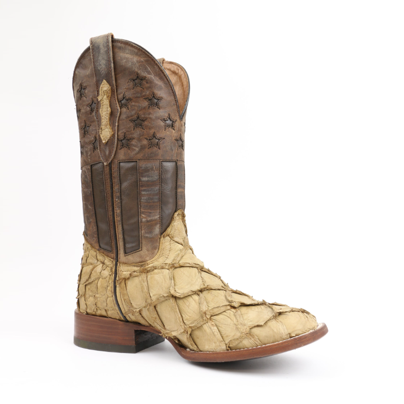 Chero’s Premium Exotic Pirarucu Matte Leather Cowboy Boots-Sand
