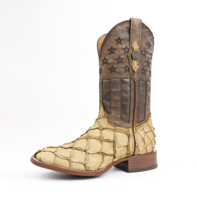 Chero’s Premium Exotic Pirarucu Matte Leather Cowboy Boots-Sand