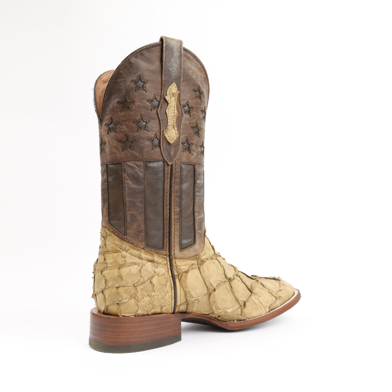 Chero’s Premium Exotic Pirarucu Matte Leather Cowboy Boots-Sand