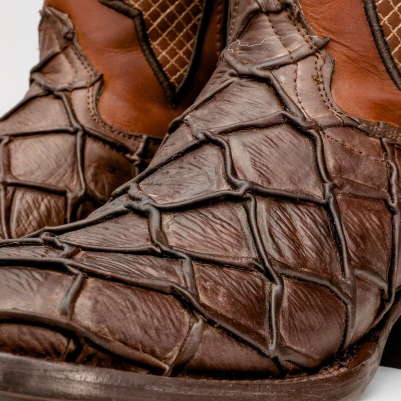 Matte Chocolate Brown Piraroucu Leather Boots