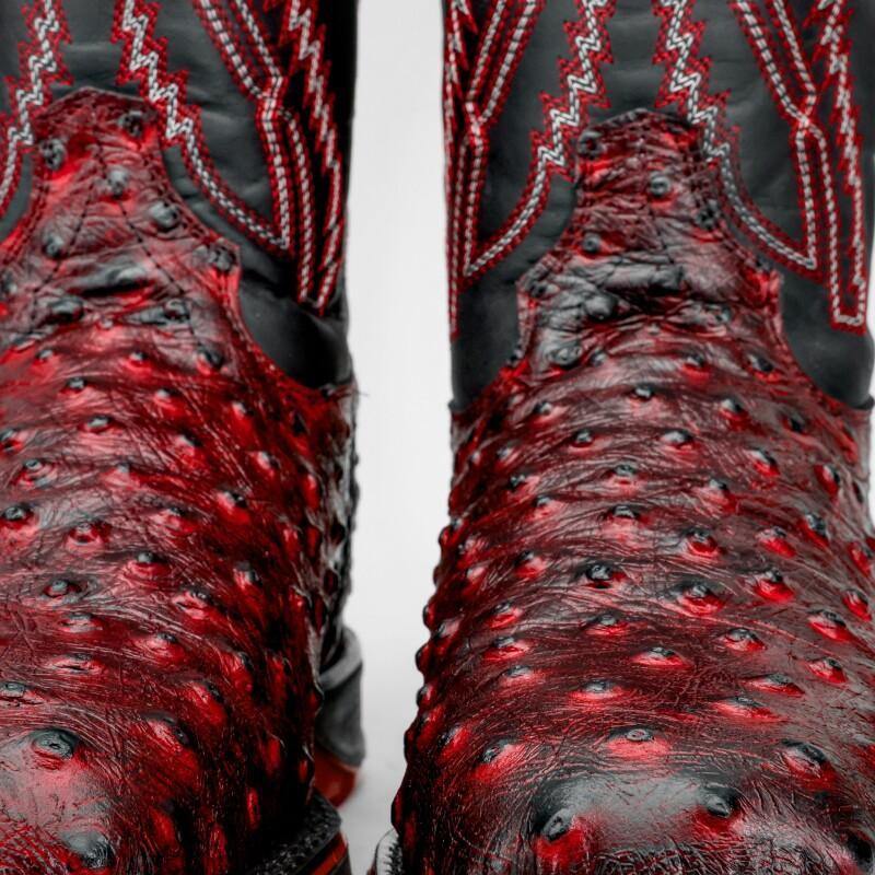 Black Cherry Ostrich Leather Boots