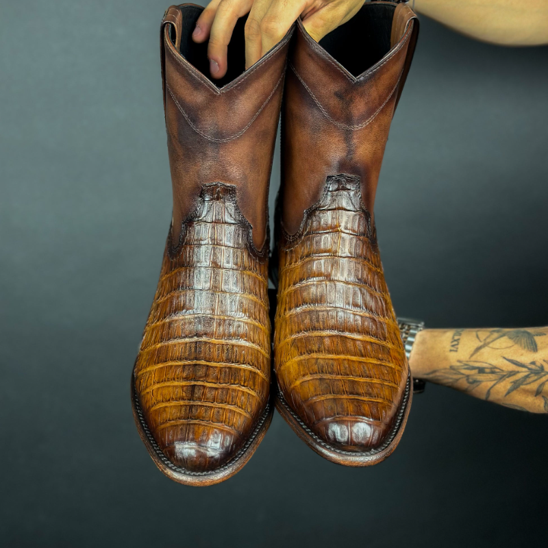Brown Cola De Cocodrilo Boots
