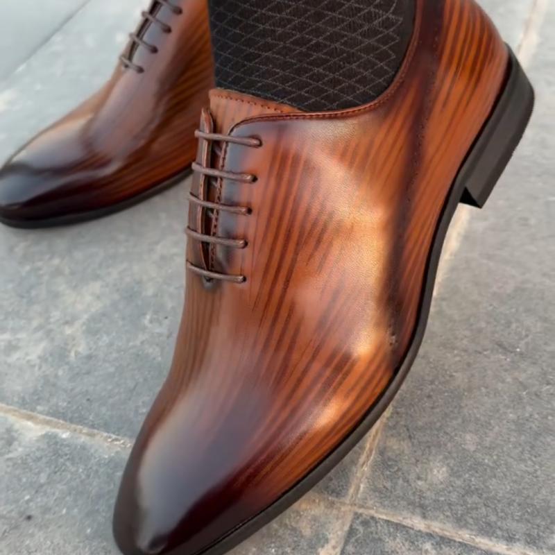 Handmade Wholecut Oxford Cloth Men's Leather Lace-up Dress Shoes