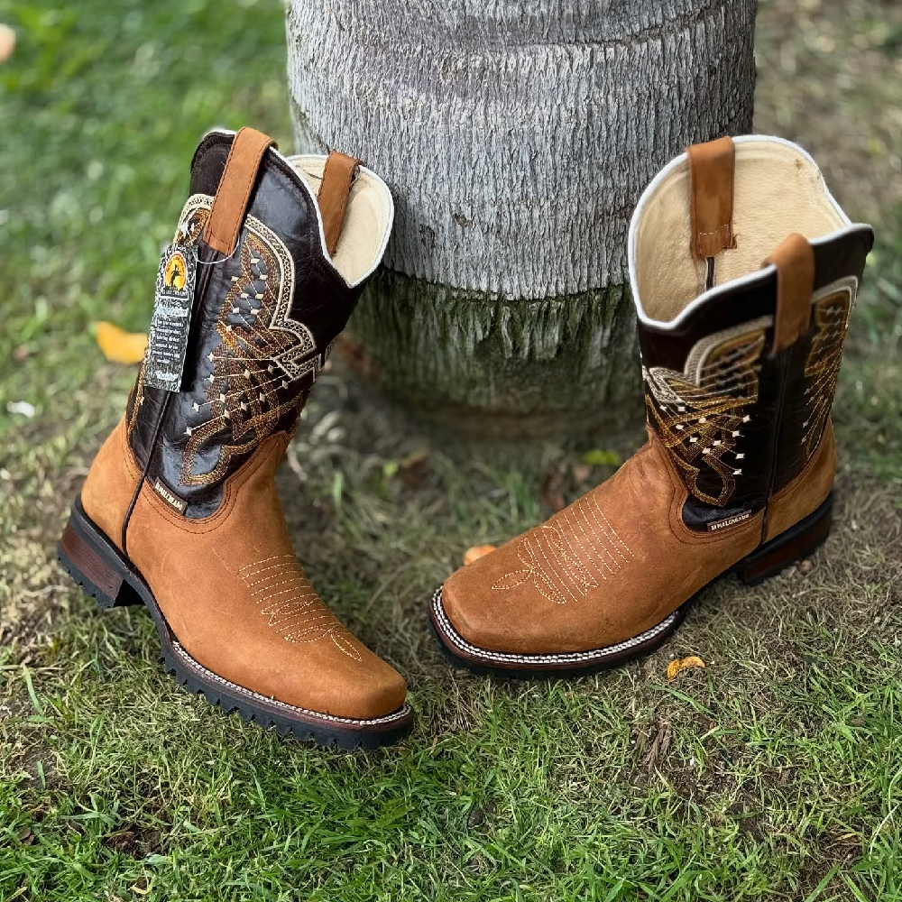 Men's Classic Cowboy Boots-vintage Embroidery, Square Head Design