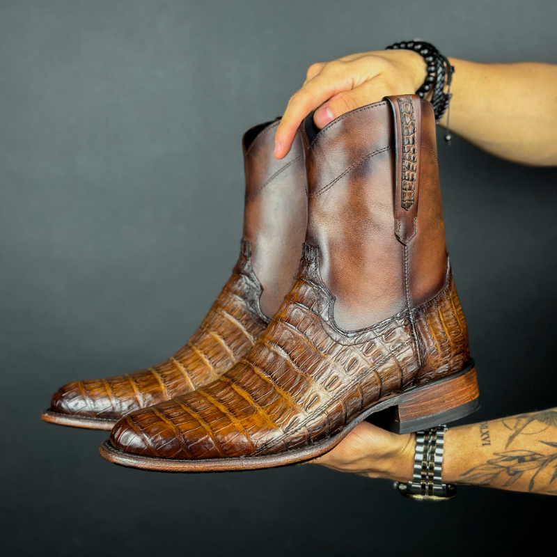 Brown Cola De Cocodrilo Boots
