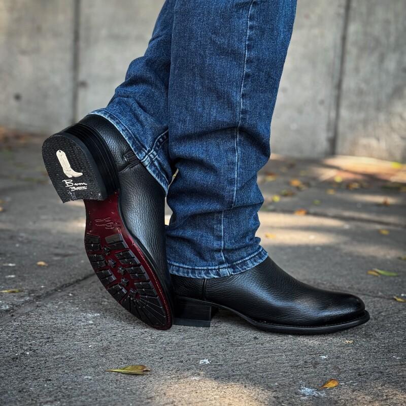 Genuine Black Deer Leather Boots