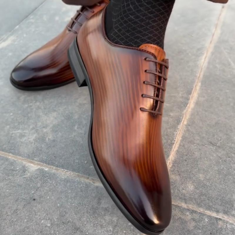 Handmade Wholecut Oxford Cloth Men's Leather Lace-up Dress Shoes