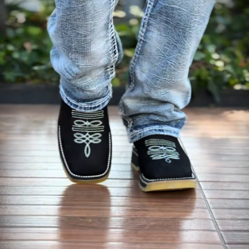 Classic Leather Cowboy Boots-Coffee