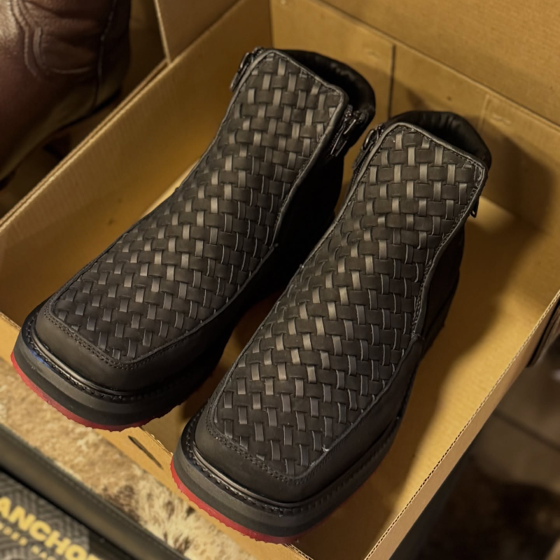Black Basketweave Cowboy Boots