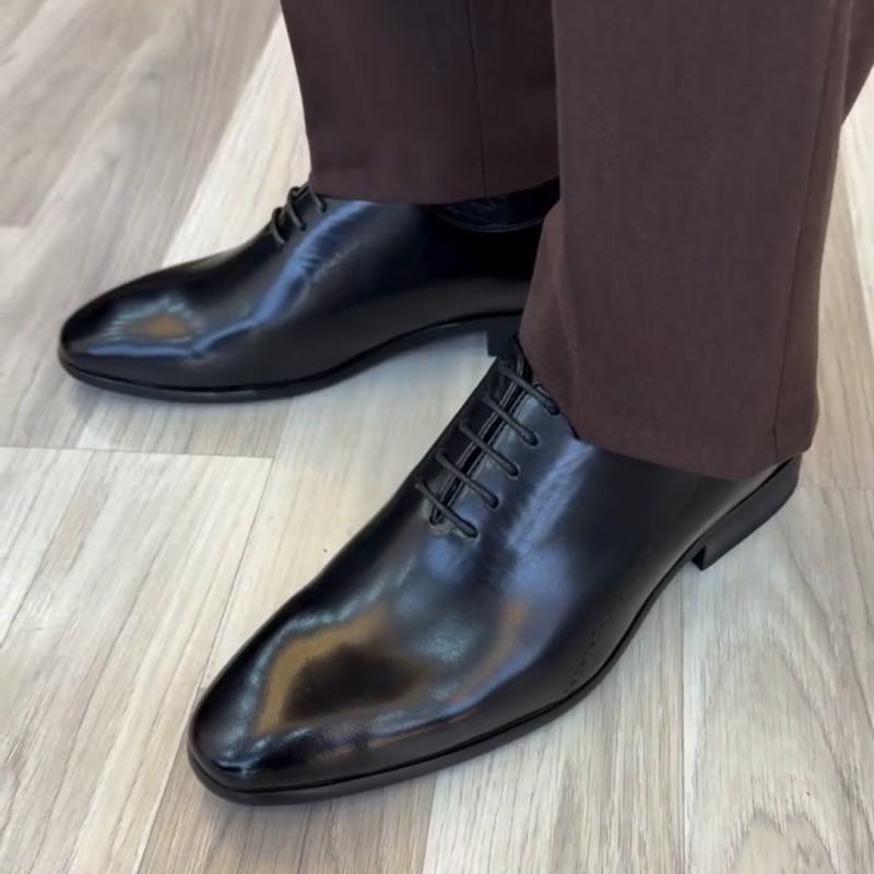 Handmade Wholecut Oxford Cloth Men's Leather Lace-up Dress Shoes