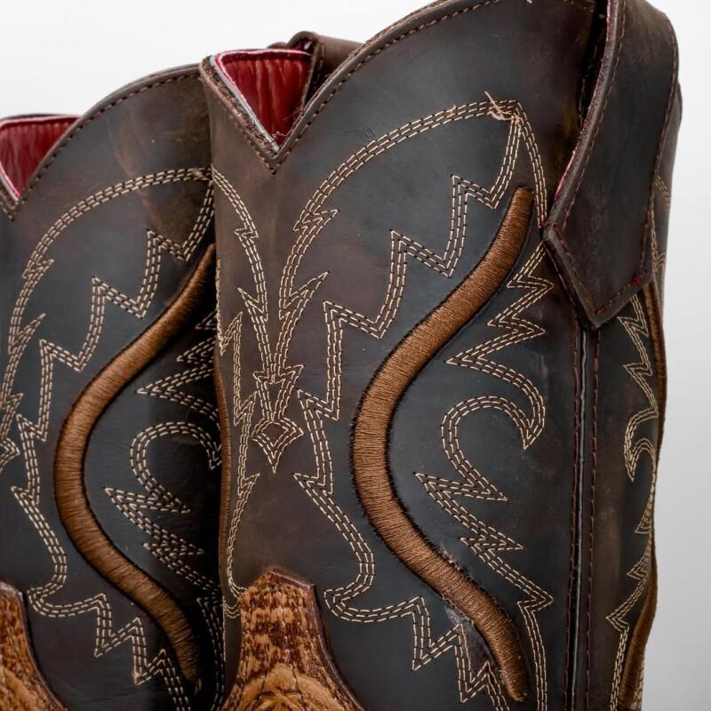 Honey Hand-Tooled Leather Boots With 3D Lightweight Sole